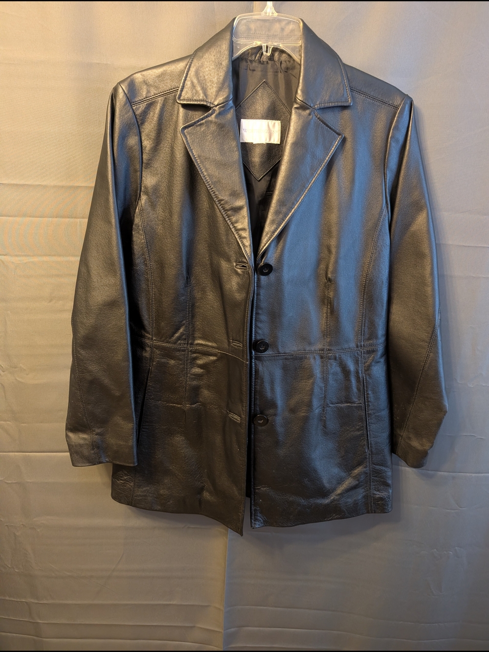 VTG Worthington Black Leather Blazer Jacket 90s Y2K Coat EUC XL